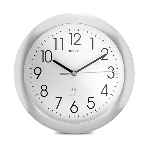 Produktbild: Mebus 52451 Funk-Wanduhr, Silber, Bunt, 25 cm