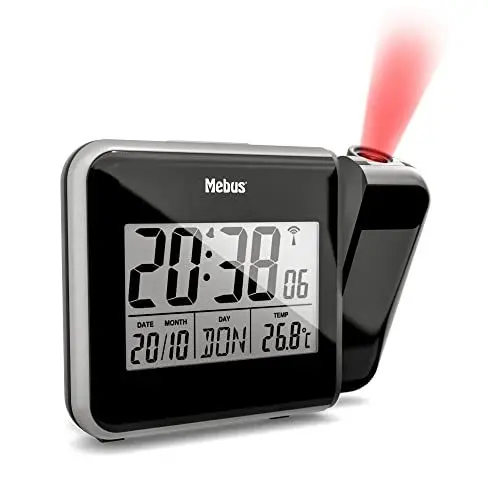 Produktbild: Mebus Funk-Wecker mit Projektion und Thermometer Kunststoff Schwarz normal 42425