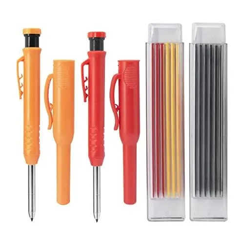 Produktbild: MECCION Tieflochmarker Bleistift Set, Tischler Bleistifte mit 2 Stück Druckbleistift, 12 Bleistiftminen 2 Bleistift Holster, Zimmermannsbleistifte Markierungswerkzeuge