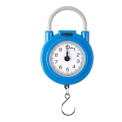 Produktbild: Mechanische Gepäckwaage mit Maßband, Angelwaage mit Maßband 22 Pfund, analoge Gepäckwaage mit Haken, manuelle Gepäck-Kofferwaage (Blue)