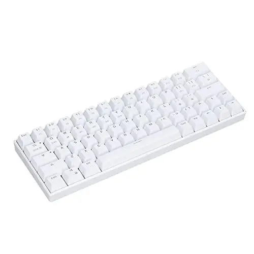 Produktbild: Mechanische Tastatur, Mechanische RGB-Gaming-Tastatur mit 64 Tasten für PC, Laptop, Tablet, Smartphone, Kabellos/BT/kabelgebunden, 3 Verbindungsmodi, Weiße Computertastatur für(Blauer Schalter)