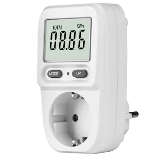 Produktbild: MECHEER Stromverbrauchsmesser Energiekostenmessgerät Stromzähler für Steckdose, Energiemessgerät Stromverbrauchszähler Strommessgerät 5 Modi LCD Wattmeter KWH Strommesser Überlastungswarnung 3680W