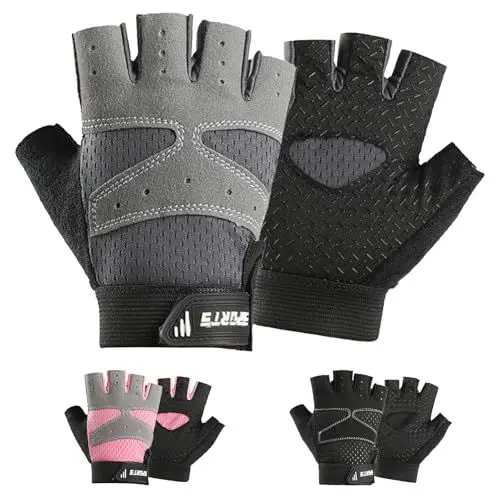 Produktbild: Mecmbj Fahrradhandschuhe Kinder, Reithandschuhe Kinder, Ultradünn, rutschfest, Atmungsaktiv, Fingerlose Sporthandschuhe, für Mädchen und Jungen Alter 5-7(Rosa)