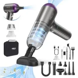 Produktbild: MECO ELEVERDE 4-in-1 Auto Staubsauger Stark, 18Kpa Mini Handstaubsauger Akku Kabellos, 3-Gang Tragbarer Staubsauger Druckluft mit Bürstenloser Motor und LED-Licht für Auto Outdoor Haus, Lila