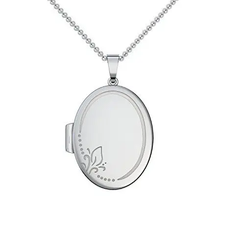 Produktbild: Medaillon zum Öffnen Silber 925 + inkl. GRATIS Luxusetui + Kette mit Medaillon oval Anhänger Amulett verziertes Medaillon für Foto echt Silber 925er FF448 SS92545