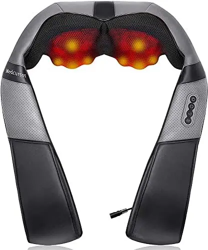 Produktbild: Medcursor Nackenmassagegerät mit wärme, 3D Deep Tissue Shiatsu Massagegerät für Nacken, Schulter, Rücken, Bein, Körper und Muskelschmerzlinderung, Heim, Büro und Autogebrauch