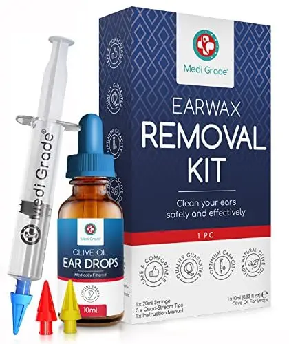 Produktbild: Medi Grade Ohrenreiniger - Set mit Olivenöl-Spray und 3 x Sanften Quad-Stream Spitzen - Wiederverwendbare Ohrenschmalz Entferner–Ohr Reinigung von Zuhause aus - Ohrenschmalz Entfernen und Besser Hören