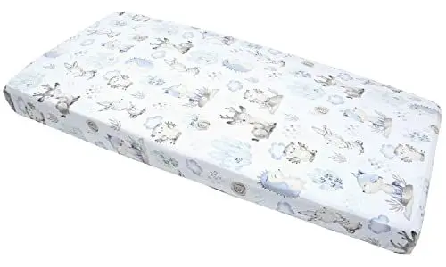 Produktbild: Medi Partners Spannbettlaken Spannbetttuch 60x120cm 100% Baumwolle Baby Bettwäsche Babymatratze Schlafsack Kinderbett Babybett (Hirsch und Igel)