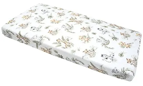 Produktbild: Medi Partners Spannbettlaken Spannbetttuch 60x120cm 100% Baumwolle Baby Bettwäsche Babymatratze Schlafsack Kinderbett Babybett (Safari)