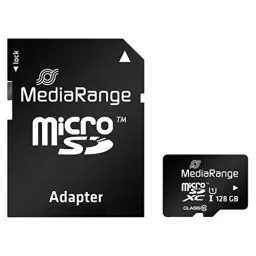 Produktbild: MediaRange micro SDXC Speicherkarte mit SD Adapter 128GB - Geschwindigkeit Klasse 10, Lesegeschwindigkeit bis 80 MB/s, externer Datenspeicher für mobile Endgeräte wie Digitalkameras oder Smartphones