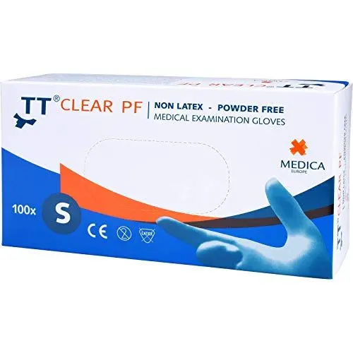 Produktbild: Medica TT Clear PF puderfrei Vinyl-Handschuhe, Einweghandschuhe Vinyl, latexfrei (S) 02004