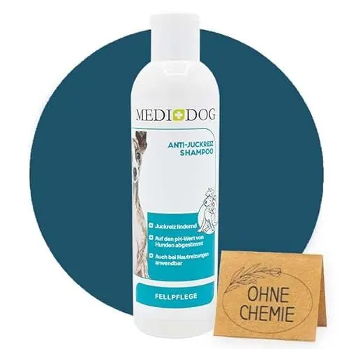 Produktbild: Medidog Anti-Juckreiz Shampoo - gegen juckende & kratzende Haut - hundefreundlicher pH-Wert - für Sensible Hunde & Welpen geeignet