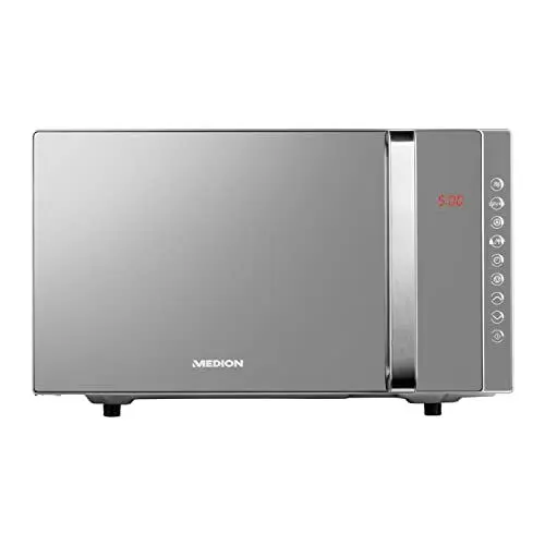 Produktbild: MEDION 3 in 1 Mikrowelle mit Grill und Heißluft Funktion (23 Liter, 800 Watt Leistung, 1200 Watt Obergrill-/Heißluftleistung, freistehend, MD17495) silber