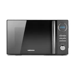 Produktbild: MEDION 3 in 1 Mikrowelle mit Grill und Heißluft Funktion (23 Liter, 900 Watt, 1.000 Watt Grill, 1.680 Watt Heißluft, 10 Automatikprogramme, Auftaufunktion, Display, MD11493) schwarz