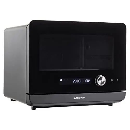 Produktbild: MEDION Dampfbackofen (Dampfgarofen, 2.150 Watt Dampfleistung, 1.500 Watt Heißluftleistung, freistehend, Wassertank, LED Display, Auftaufunktion, 40 Automatikprogramme, 35°C - 230°C, MD10450)