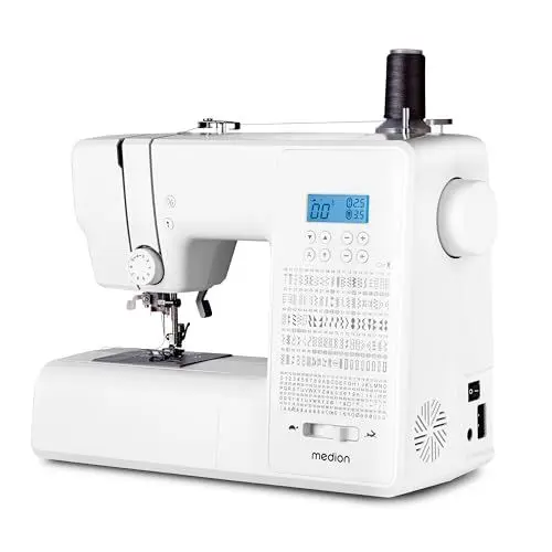 Produktbild: MEDION Digitale Nähmaschine SD36 (36 Watt, einstellbare Stichlänge und Stichbreite, 270 Stichmuster, LED Nählicht, automatischer Einfädler, Fußpedal, Rückwärtstaste, Fadenschneider, MD11881) weiß