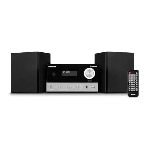 Produktbild: MEDION E64088 Micro Audio System Kompaktanlage (DAB+, CD-Player. PLL UKW Radio, Bluetooth, USB Anschluss, Sleeptimer, MP3, LCD-Display mit 12/24 Std. Anzeige)