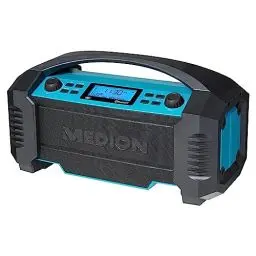 Produktbild: MEDION E66050 DAB+ Baustellenradio (Integrierter Akku, IP54 Schutz gegen Spritzwasser & Staub, USB-Ladefunktion, Bluetooth 5.0, PLL UKW Radio, Akku- oder Netzbetrieb) blau