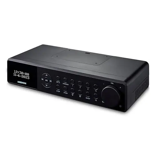 Produktbild: MEDION E6660 Küchen Unterbauradio (DAB+ Küchenradio, PLL UKW Radio, Bluetooth, LED Lichtleiste, Unterbau, Koch Timer, Uhrzeitanzeige) schwarz