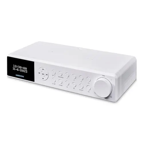 Produktbild: MEDION E6660 Küchen Unterbauradio (DAB+ Küchenradio, PLL UKW Radio, Bluetooth, LED Lichtleiste, Unterbau, Koch Timer, Uhrzeitanzeige) weiß