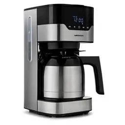 Produktbild: MEDION Kaffeemaschine mit Thermoskanne und Timer (Filtermaschine, 8 Tassen, 1,2 Liter, 900 Watt, 3 Stufen, Warmhaltefunktion, Timer Zeitschaltuhr, Antitropf, Display, MD18458) edelstahl