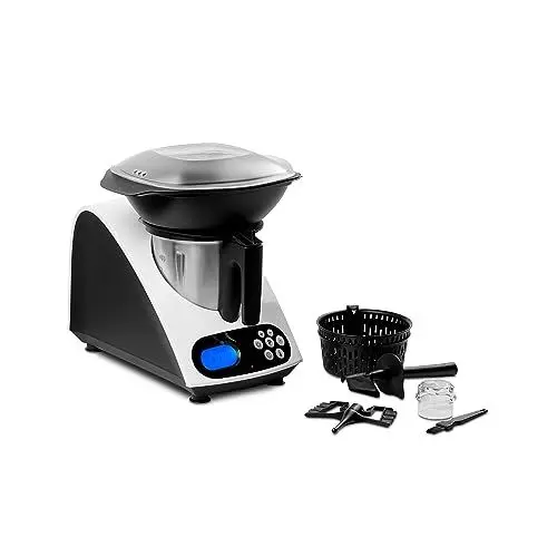 Produktbild: MEDION Küchenmaschine mit Kochfunktion, 1000 Watt Leistung, 2 Liter Edelstahlschüssel, Koch und Mixaufsatz, Dampfgaraufsatz, Rezeptbuch, MD 16361