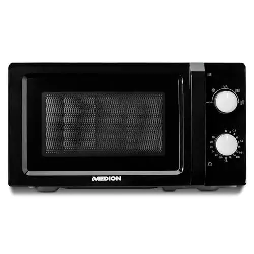 Produktbild: MEDION Mikrowelle (20 Liter, 700 Watt, klein kompakt und platzsparend, 5 Mikrowellenstufen, Auftaufunktion, Timerfunktion, MD11475) schwarz