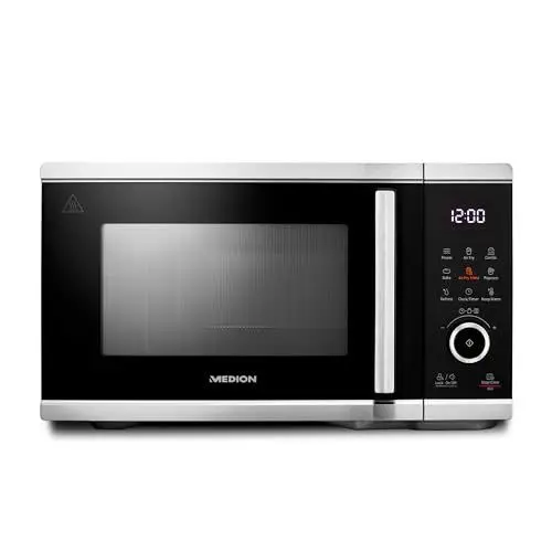 Produktbild: MEDION Mikrowelle mit Heißluftfritteusenfunktion (25 Liter, 1.500 Watt Heißluft, 900 Watt Mikrowelle, 9 Automatikprogramme, Popcorn-Taste, Auftaufunktion, LED Display, MD11499)