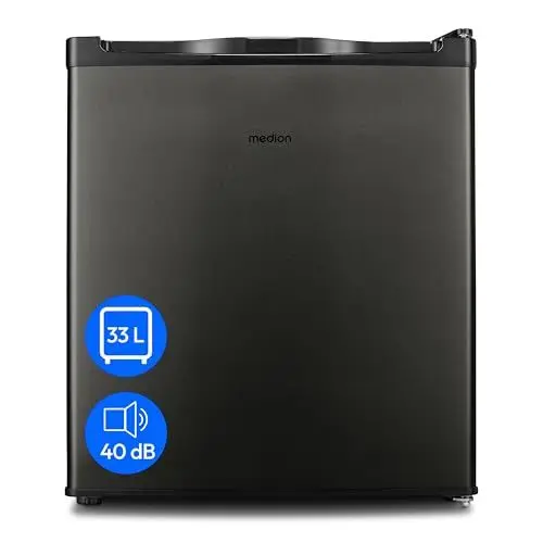 Produktbild: MEDION Mini Gefrierschrank (33 Liter Nutzinhalt, 51cm hoch, höhenverstellbare Füße, Griffmulde, manuelle Temperatureinstellung, Stern-Einstufung 4 Sterne, MD37675) grau