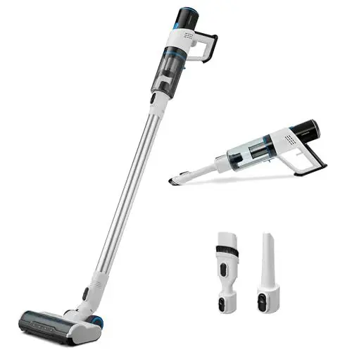 Produktbild: MEDION P250 Stabstaubsauger (kabellos, beutellos, Zyklon-Technologie, 250 Watt, 2in1 Stielstaubsauger und Handstaubsauger mit Akku, Staubsensor, HEPA H13, LED Touch Display, Bürstenrolle)