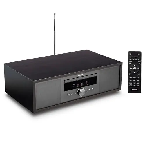 Produktbild: MEDION P64145 All in One Audio System (DAB+, CD, MP3, PLL UKW Radio, USB, Kompaktanlage, Elegantes Design, Weckfunktion, Sleep Einschlafautomatik) anthrazit