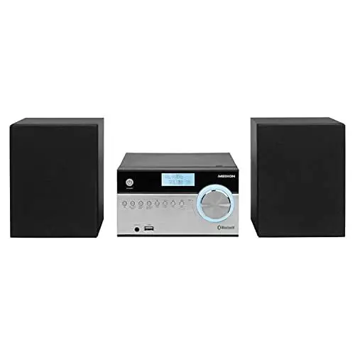 Produktbild: MEDION P64187 Micro Audio System Kompaktanlage (DAB+, PLL UKW Radio, Bluetooth, USB Anschluss, AUX, 2x50 W) Silber