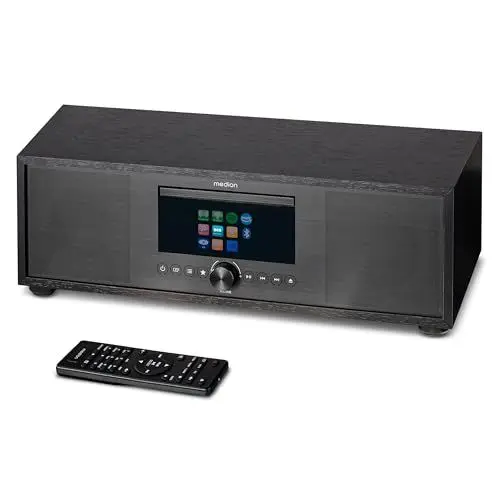 Produktbild: MEDION P66400 Stereoanlage (Internetradio, DAB+, CD/MP3-Player, Spotify Connect, Amazon Music, PLL UKW Radio, USB, AUX, Kompaktanlage, Subwoofer Weckfunktion, Sleep Einschlafautomatik) anthrazit