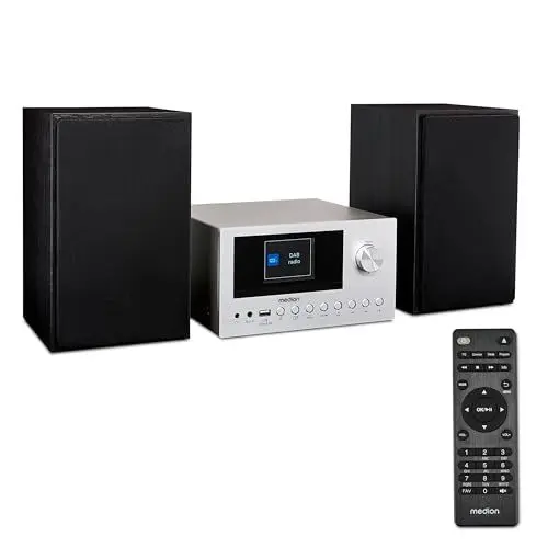 Produktbild: MEDION P85003 Micro Audio System Kompaktanlage (Internetradio, DAB+, PLL UKW Radio, Bluetooth, USB Anschluss, AUX, 2x150 W)