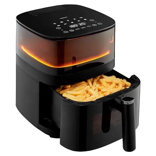 Produktbild: MEDION X10 XL Heißluftfritteuse MD11780 (5 Liter, Airfryer, innovative Wassersprühfunktion für krosse knusprige Speisen, 1.500 Watt, Sichtfenster, Schüttel Alarm,10 Automatikprogramme)