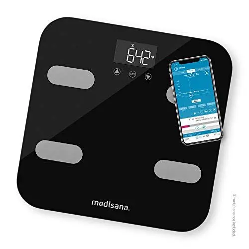 Produktbild: medisana BS 602 Körperanalysewaage bis 180 kg mit W-LAN oder Bluetooth, Personenwaage zur Messung von Körperfett, Körperwasser, Muskelmasse und Knochengewicht mit VitaDock+ Körperanalyse App