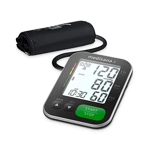 Produktbild: medisana BU 570 connect Oberarm-Blutdruckmessgerät, präzise Blutdruck und Pulsmessung mit Speicherfunktion & Bluetooth-App, Ampel-Skala, Funktion zur Anzeige eines unregelmäßigen Herzschlags(1er Pack)