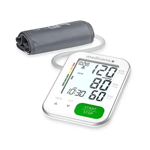 Produktbild: medisana BU 570 connect Oberarm-Blutdruckmessgerät, Blutdruck- und Pulsmesser mit Speicherfunktion und Bluetooth-App, Ampel-Skala, Blutdruckmanschette mit Anzeige eines unregelmäßigen Herzschlags