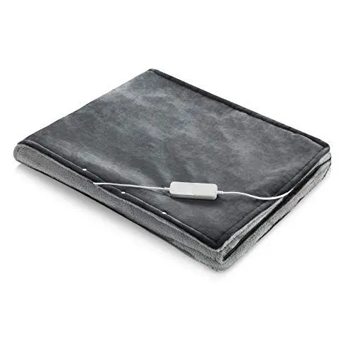 Produktbild: medisana HB 677 3in1 Kuschelheizdecke, Poncho, Überwurf, variable Einsatzmöglichkeiten, waschbar, Abschaltautomatik, 4 Temperaturstufen, 160 x 130 cm, 2-farbige Wendeoptik, grau/dunkelgrau