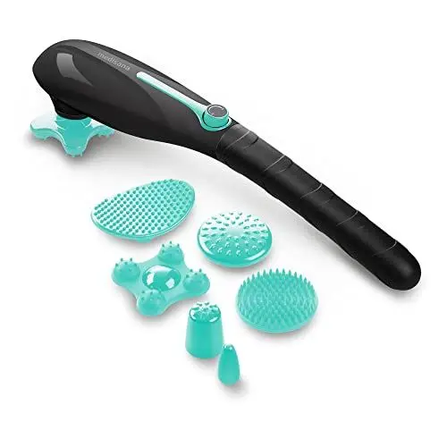 Produktbild: medisana HM 650 Handmassagegerät mit 6 Aufsätzen, elektrisches kraftvolles Vibrationsmassagegerät, verschiedene Massageköpfe mit stufenloser Geschwindigkeitsregulierung