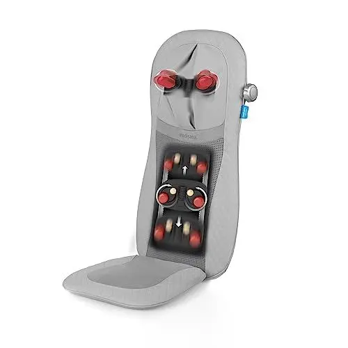 Produktbild: medisana MCG 810 Gel Shiatsu Massageauflage, Massagegerät mit Wärmefunktion, 3 Intensitätsstufen, 3 wählbare Massagezonen, Pflegeleicht, Massagesitzauflage für Nacken und Rückenmassage, Grau