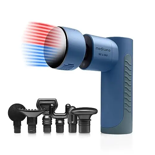 Produktbild: Medisana MG 600 Massagepistole, Elektrisches Massagegerät, Massage Gun zur Muskelentspannung und Lymphdrainage, Wärme und Kälte Funktion, Inkl. 7 Massageaufsätze & 3 Vibrationsstufen