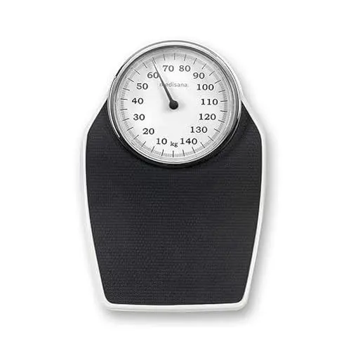 Produktbild: medisana PSD mechanische Personenwaage bis 150 kg, Körperwaage analog, Retrowaage im klassischem Design und großer Skala in frustfreier Verpackung und verstärkter Glasabdeckung