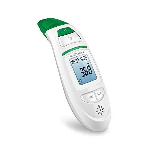 Produktbild: medisana TM 750 connect digitales 6in1 Fieberthermometer Ohrthermometer für Baby, Kinder und Erwachsene, Stirnthermometer mit visuellem Fieberalarm, Speicherfunktion und Bluetooth