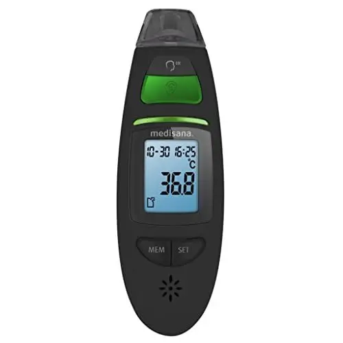 Produktbild: medisana TM 750 Fieberthermometer 6in1, Stirnthermometer für Baby, Kind und Erwachsene, Ohrthermometer mit visuellem Fieberalarm, Thermometer digital mit Speicherfunktion, Messung von Flüssigkeiten