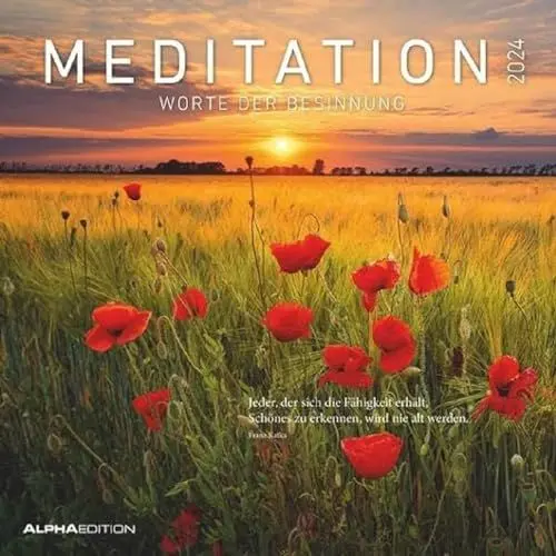 Produktbild: Meditation 2024 - Broschürenkalender 30x30 cm (30x60 geöffnet) - Kalender mit Platz für Notizen - inkl. Poster - mit Sprüchen - Bildkalender - Wandplaner: Worte der Besinnung, 1 Stück