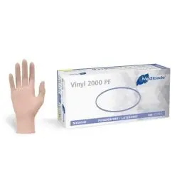 Produktbild: Meditrade Vinyl 2000 Einweghandschuhe puderfrei - latexfrei, glatt, mit Rollrand, Vinyl Untersuchungshandschuhe für Pflege, Medizin & Industrie - Mittel - 100 Stück
