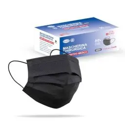 Produktbild: Medizinisch Type IIR Norm EN14683 zertifizierte Mundschutzmasken OP Masken 3-lagig Mundschutz Gesichtsmaske Einwegmaske BFE ≥ 98% surgical mask (50 Einheiten (1 Stück), Schwarz, 50)
