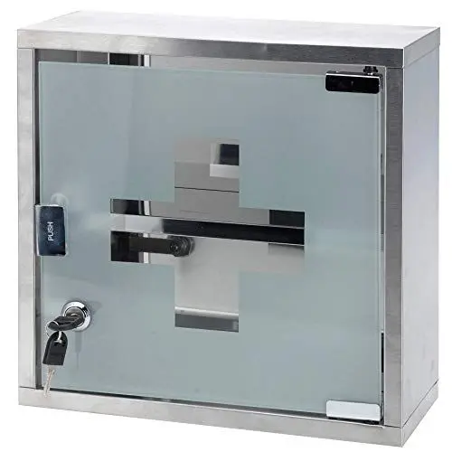 Produktbild: Medizinschrank Arzneischrank Hausapotheke aus Edelstahl & Glas