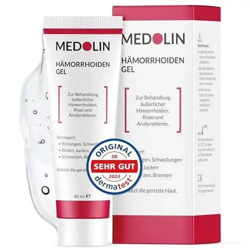 Produktbild: Medolin® Hämorrhoiden Gel - Gegen Schwellungen, Juckreiz, Schmerzen & Blutungen - Hämorrhoiden Salbe - Wissenschaftlich bestätigte Wirkung - Zur Massage am Anus, 40 ml